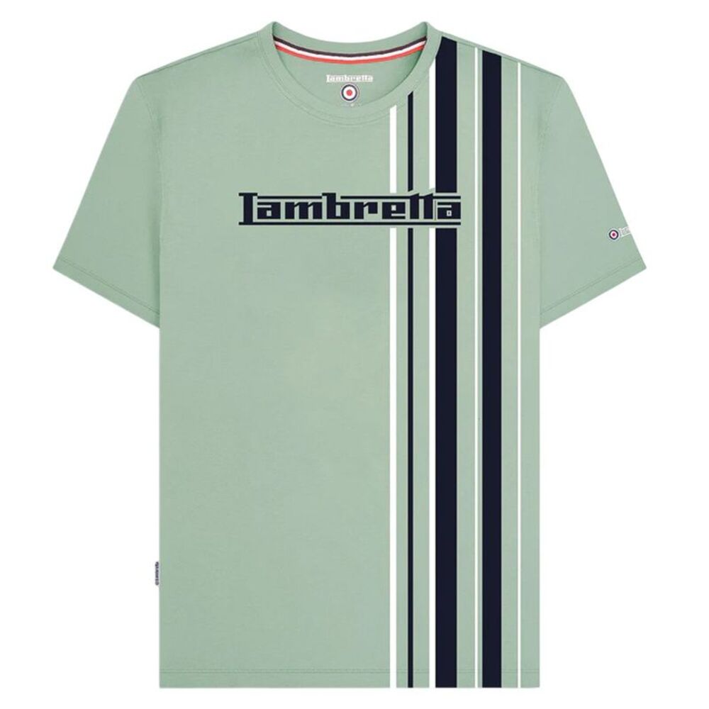 Lambretta Mens Racing Stripe T-Shirt / Iceberg Green